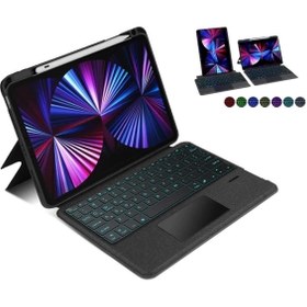Resim EHZ TEKNOLOJİ Apple Ipad Air 11 Inç 2024 Uyumlu M1 Klavye Mag Touchpad Klavyeli Standlı Kılıf 