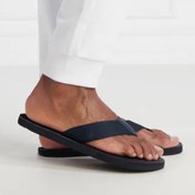 Resim Tommy Hilfiger %100 Deri Erkek Parmak Arası Lacivert Terlik XM0XM04571-DW5 