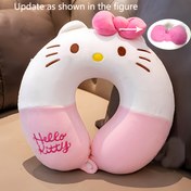 Resim Sanrio Cartoon U-Shaped Pillow, Kitty Cat Car Neck Pillow, Office Nap Pillow, Medium Soft, Relieves Neck Fatigue. 