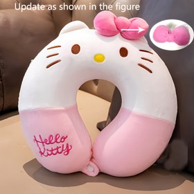 Resim Sanrio Cartoon U-Shaped Pillow, Kitty Cat Car Neck Pillow, Office Nap Pillow, Medium Soft, Relieves Neck Fatigue. 