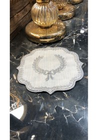 Resim Arma Gri 6'lı Kokteyl Kahve Sunum Peçetesi Maraş İşi Sırma Nakış 