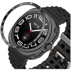 Resim Samsung Galaxy Uyumlu Watch Ultra 47mm Stil E Akıllı Saat Kadranı Paslanmaz Çelik Çerçeve Halkası Kapağı Siyah 