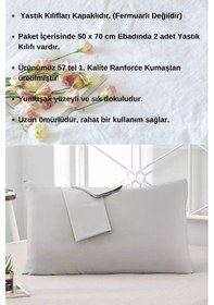 Resim Gri Renkli Pamuklu Ranforce Kumaştan Yastık Kılıfı 2 Adet 