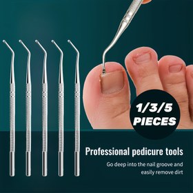 Resim 1/3/5 adet Paslanmaz Çelik Profesyonel Pedikür Aracı - Kıvrılmış Derin Temizleme Tırnak Yuzu Kaşığı, Kaymaz Saplı, İlgaz Tırnak Kaldırıcı, Tırnak Kiri Temizleme Aracı, Kullanımı Kolay Ayak Bakım Aracı 