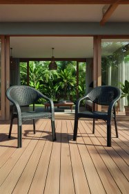 Resim Bamboo 2'li Rattan Sandalye Siyah Siyah 