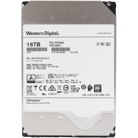 Resim WD ULTRASTAR WUH721816ALE6L4, 3,5&quot; 16TB, 512mb, 7200 Rpm, 7/24 Enterprise, DATA CENTER-GÜVENLİK-NAS-SERVER HDD (DC HC550) (0F38462) 