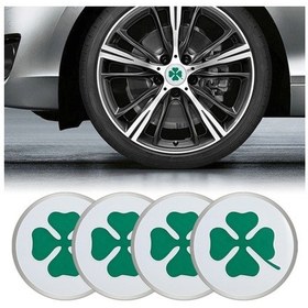 Resim Sones 4'ü 1 Arada Araba Dört Yapraklı Yonca Desenli Tekerlek Göbeği Dekoratif Çıkartma, Çap: 5.8cm 
