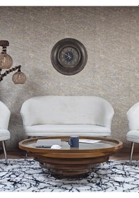 Resim Zafir Teddy Takım Krom Kaplama Sivriltme Ayak Çay Seti Koltuk - Berjer , Balkon, Salon, Ofis Krem 