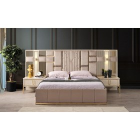 Resim mobilyabazari Bahar Bej Yatak Odası 160*200 Cm Başlıklı Karyola+2 Komodin 