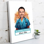 Resim Karikatürlü En İyi Erkek Veteriner Kanvas Tablo 