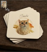 Resim Bk Gift Kişiye Özel Evcil Hayvan Karikatürlü 4lü Mdf Ahşap Bardak Altlığı-6, Arkadaşa Hediye, Sevgiliye Hediye Kobitmeyencom34201 Bk Gift 