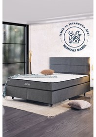 Resim Silver Çift Kişilik Yatak Seti, Full Ortopedik Sert Yatak, Kaydırmaz Kumaş Kaplı Metal Baza - Başlık 140 x 190 