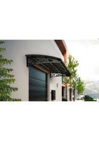 Resim Metal Taşıyıcılı Kapı Üstü Pratik Sundurma Antrasit - Siyah Levha 200 X 150 Md2 Antrasit Gri 