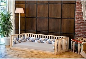 Resim Yere Sıfır Montessori Yatak Ahşap Çocuk Karyola Filiz (80X180) 