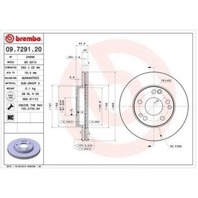 Resim Brembo 09729120 Fren Diski Ön Mercedes 190 W201 86 93 2014211312 