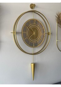 Resim Bronz Aynalı Lavinya Exclusive - Chakra Dizayn - Gerçek Bronz Ayna - Metal Mobilya Duvar Saati Gold 