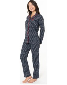 Resim U.S. Polo Assn. U.s Polo Assn. 20144 Kadın Uzun Kollu Gömlek Pijama Takım-lacivert Lacivert 