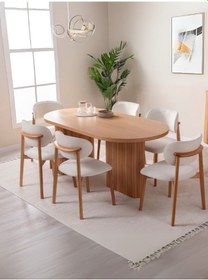 Resim Calista Oval Ahşap Bohem Yemek Masası 90x180 Natural 