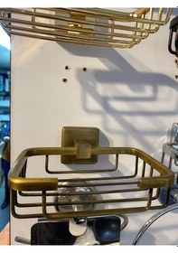 Resim İsaoğlu Yapı Mat Gold Süngerlik Antik Gold Sabunluk Pirinç Malzeme Şampuanlık Gold 