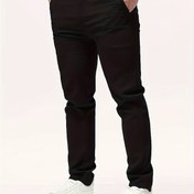 Resim Erkekler için Günlük Düz Renk Pantolon - Polyester, Makinede Yıkanabilir, Düğme Detayı, Her Mevsim İçin Normal Kesim 