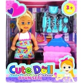 Resim Cute Doll Mini Bebek Mutfak Oyun Seti 