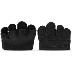 Resim Lemestar Siyah M Beden Nylon-polyester Fitness Eldiveni: Ter Emici, Silikon Anti-kayma, Ağırlık Kaldırma, Pilates, Spor İçin Yarım Parmak Tasarım 
