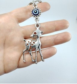 Resim Nazar Boncuğu Anahtarlık Metal Geyik Figürü Hediyelik Aksesuar 