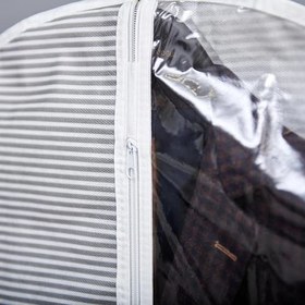 Resim Orret Home Pencereli Elbise Kılıfı Gri Çizgili | Takım Elbise Kılıfı, Elbise Organizeri, Toz Geçirmez Elbise Koruma Torbası, Dolap ve Seyahat Uyumlu (62x130 Cm) 