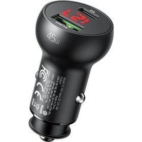 Resim Cc-7030 45w 1xtype-c 1xusb Girişli Dijital Göstergeli Araç Çakmak Şarjı- Siyah 