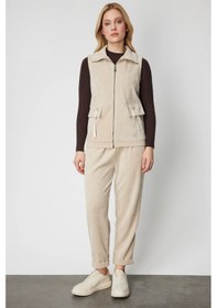 Resim On Duble Paça Dokulu Eşofman Altı Bej 