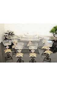Resim atabey home collection 10 Parça Çeyiz Seti 3 Adet Sunumluk 1 Adet Salata Kasesi & 6 Adet Dondurmalık 
