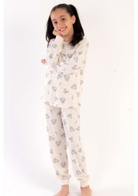 Resim Kız Çocuk Uzun Kol Ekru Pijama Takımı C3t0n3o147 001 
