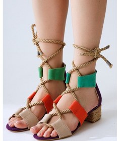 Resim Unity Vizon Süet Kalın Bantlı Halat Bağlamalı Topuklu Sandalet 001 