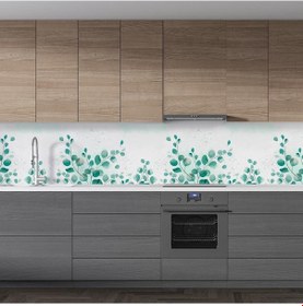 Resim Mutfak Tezgah Arası Folyo Fayans Kaplama Folyosu Yeşil Yapraklar 