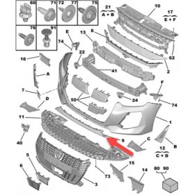 Resim TŞT Peugeot 208 2024-2025 Ön Tampon Alt Orta Parça Sıyah (Tw) Oem No (98557770XT) 