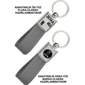Resim Promosyon Denizi Ön Yüz Saab Logolu Arka Yüz Plakanıza Özel Gri Anahtarlık 