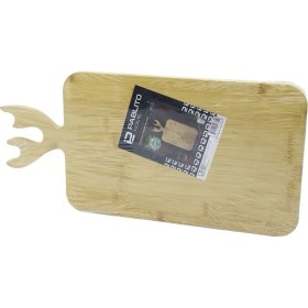 Resim Tkç Dikdörtgen Ahşap Bambu Kesim Panosu - Kesme Tahtası Geyik Boynuz Figür Saplı 22X36CM (54 