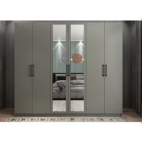 Resim Kayra 6 Kapaklı Gardırop Dolap Füme - Montaj Dahil 