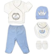 Resim Sema Baby Prens Lüks 5 Parça Hastane Çıkışı Zıbın Seti - Mavi 