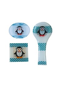 Resim Cam Gider Kapağı + Cam Kepçe Altlığı Kaşıklık + Cam Sabunluk 3Lü Set 