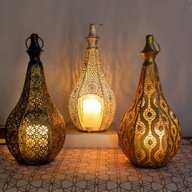 Resim Şık Metal Fener Mumluk - Ev için Dekoratif Masaüstü Fener, Çin Yeni Yılı & Ramazan Kutlamaları için Mükemmel (Mumlar Dahil Değildir) 