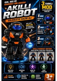 Resim Işıklı Sesli Pilli Hareketli Yürüyen Robot Oyuncak Pilli Robot Beyaz 