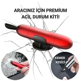 Resim Royal Rain Store Araç Emniyet Kemer Kesici ve Araç Cam Kırıcı Araç Emniyet Çekici Araç Acil Durum Kiti Sharp Tool Safety Hammer Kırmızı 