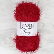 Resim Loren Furry Koyu Kırmızı El Örgü İpi - RF024 - 34052 