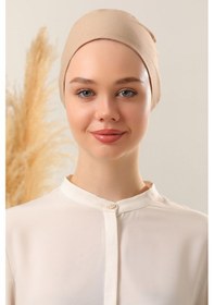 Resim Melodi Scarf Kadın Tesettür Dikişsiz Set Bone Sütlü Kahve 5 Adet Bağlamalı Penye Bone Sütlü Kahve Sütlü Kahverengi 