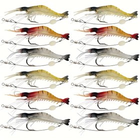 Resim 12 adet Premium Yumuşak Karides Yemi Seti - Gerçekçi Tasarım, Dayanıklı ve Etkili Tatlı ve Tuzlu Su Balıkçılığı için, Balık, Köstebek, Bass, Walleye ve Levrek Yakalamak İçin Mükemmel, Balıkçılık Malzemeleri | Canlı Yemler | Dayanıklı Yemler, Balıkçılık Aksesuarları 
