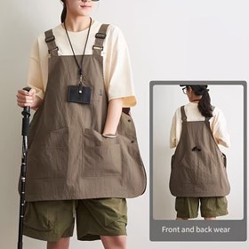 Resim 1 adet Ayarlanabilir İki Taraflı Önlük, Çoklu Cep ile - Pişirme, Fırınlama, El Sanatları için Dayanıklı Polyester Üst Giyim - Ev, Kafe, Kütüphane, Restoran Kullanımı - Ön ve Arka Giyim, Ayarlanabilir Bel Bağcıkları, Fonksiyonel Tasarım 