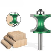 Resim 1 adet 8mm Şaft Yarı Dairesel Rulmanlı Ahşap İşleme Router Ucu - Yeşil Kaplamalı Yarım Yuvarlak Kenar Kesici, Ahşap Yüzeylerde Hassas Kesim, Oyma ve Şekillendirme için, Kenar Şekillendirme | Pürüzsüz Bitiş | Tungsten Çelik Uç 
