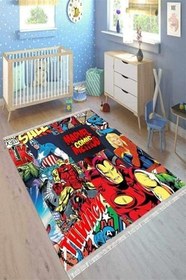 Resim Cotton Şönil Kaymaz Tabanlı Yıkanabilir Antibakteriyel Dijital Baskı Çocuk Halısı, CK-10121A-CTN-80X150 