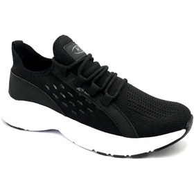 Resim MP 221-2390 Kadın Triko Bağcıklı Siyah Spor Ayakkabı 